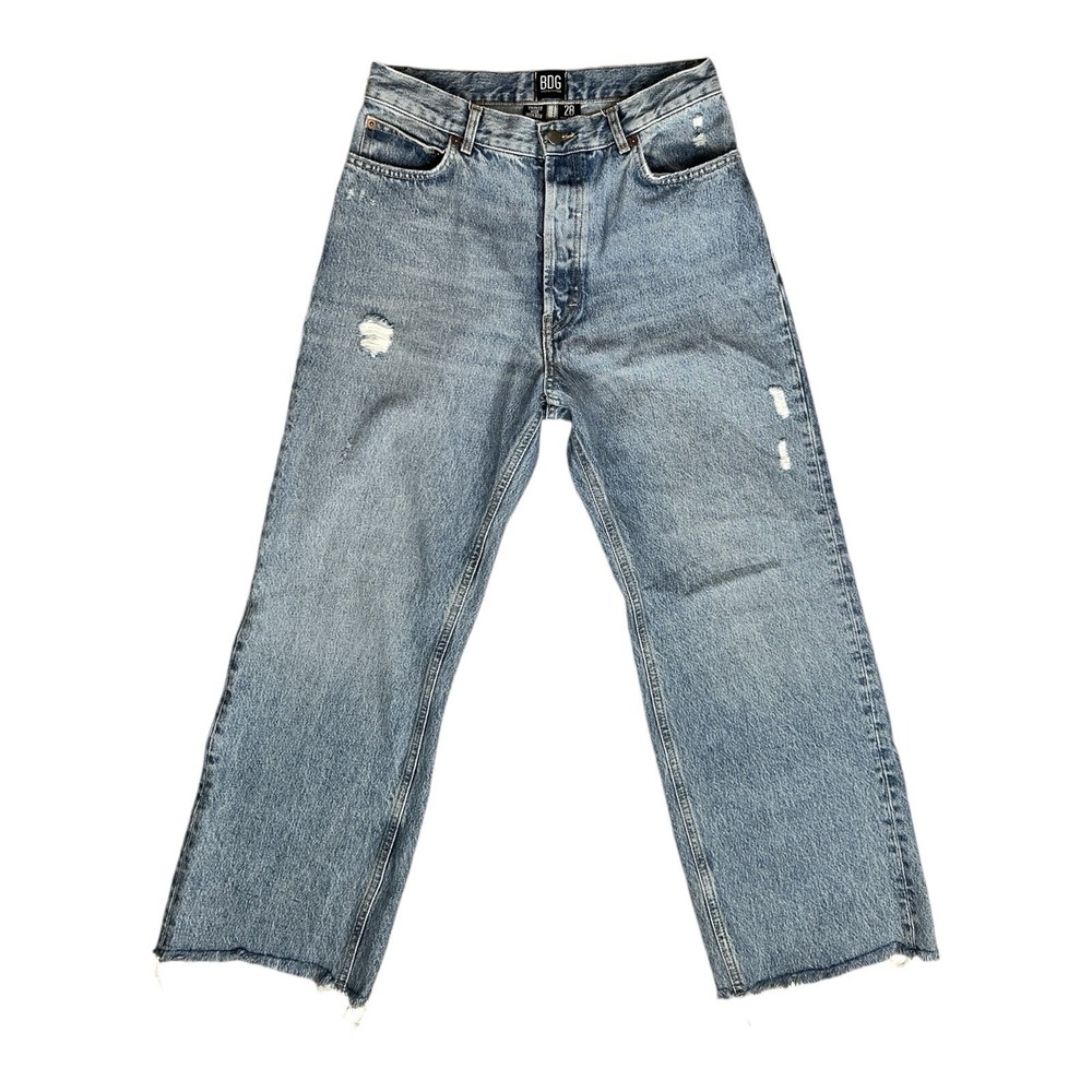 BDG Urban Outfitters Wide Leg Jeans Women 28 High Rise Button Fly Raw Hem